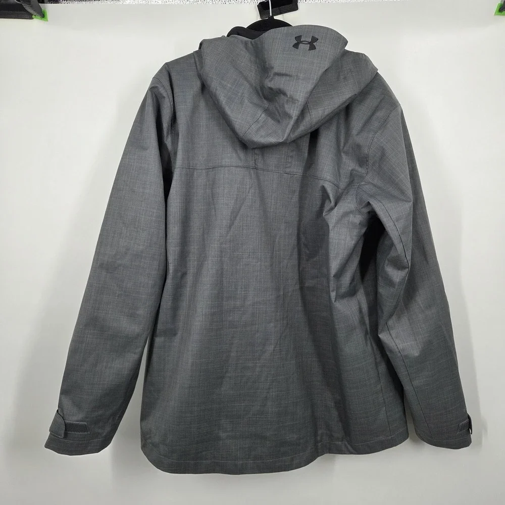 Under Armour Jacket Mens L Storm 2 Cold Gear Infared Gray Hooded Shell Fleece